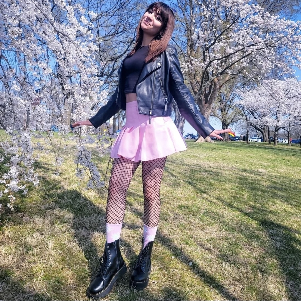 Pink Pleated Schoolgirl Skort